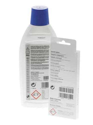 Karbantartó Készlet Bosch / Siemens Kávéfőzőkhöz – 500ml Vízkőoldó és 10db Tisztító Tabletta – EQ / Vero szériához (00311965 kompatibilis)
