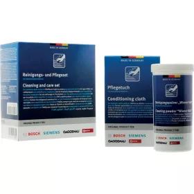 Bosch/Siemens Nemesacél Tisztító és Ápoló Készlet – Wiener Kalk por és 5 db ápolókendő – Univerzális (00311914)
