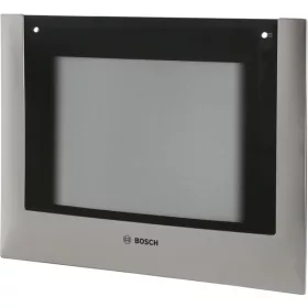 Külső Sütőajtó Üveg Bosch Sütőhöz – Inox díszcsíkkal – Serie 4 / Serie 6 szériához (00770338 kompatibilis)