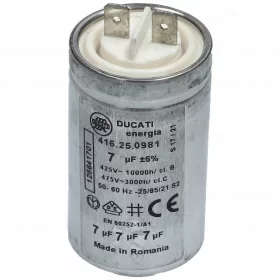   7 uF 475V Kondenzátor, sarus, motor indító, fémházas (eredetivel megegyező minőség) ELECTROLUX szárítógép