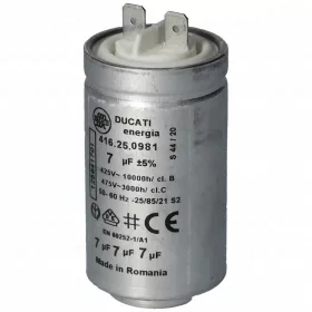   7 uF 475V Kondenzátor, sarus, motor indító, fémházas (eredeti) ELECTROLUX szárítógép