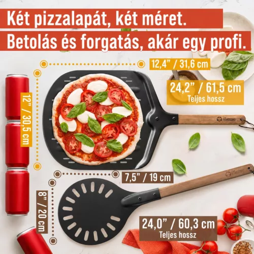 Chef Pomodoro pizzalapát készlet 30 cm és 20 cm alumínium
