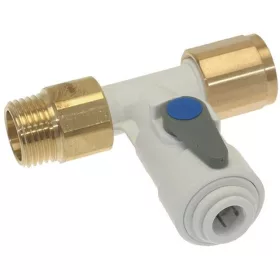 Elzáró Szelep T-idom John Guesthez – 3/8" MF x 1/4" (6,35 mm) – Víztisztítóhoz és kávégéphez (ASV9 kompatibilis)