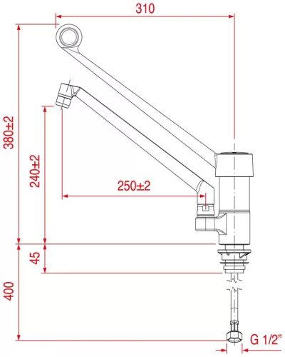 egy lyukas csaptelep C40 CLINIC LEVER
