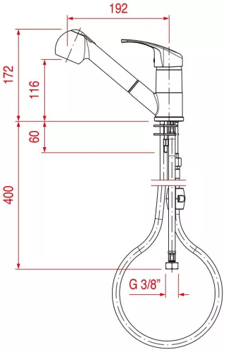 egy lyukas csaptelep EXTRACTABLE SHOWER