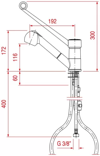 egy lyukas csaptelep EXTRACTABLE SHOWER
