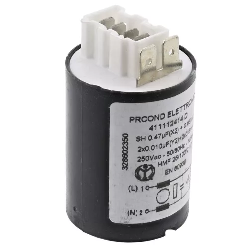 Electrolux / AEG Zavarszűrő – 10A, 250V, 0.47µF – Mosógéphez és Mosogatógéphez (411112414D)