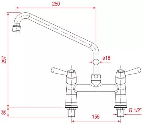 2 lyukas csaptelep 1/4 TURN