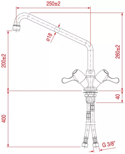 egy lyukas csaptelep LEVER 1/4" TURN