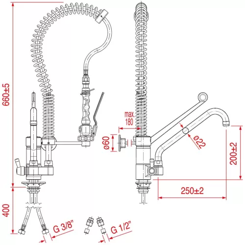 csaptelep MIGNON H 650 CLINIC LEVER