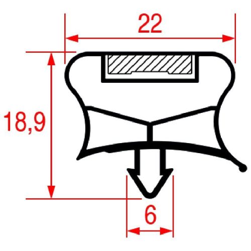 SNAP-IN DOOR GASKET 416x198 mm