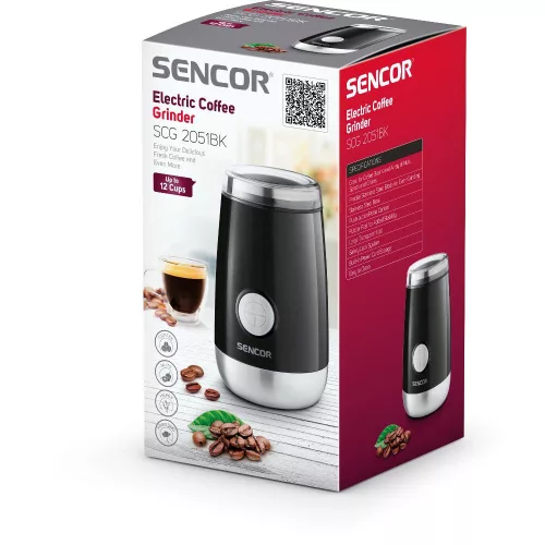 Sencor SCG 2051BK Kávédaráló – 150W, 60g kapacitás – Fekete (SCG 2051BK)