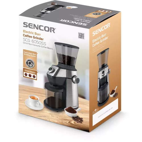 Sencor SCG 6050SS Kávédaráló - 150W, 15 fokozat, 350g tartály - Rozsdamentes acél (SCG 6050SS)