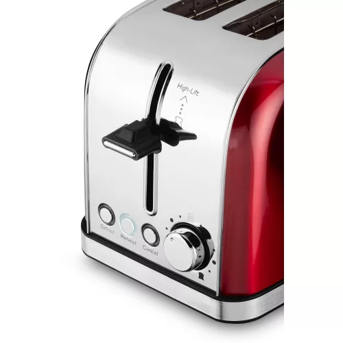 Philco PHTA 4006 Elektromos Kenyérpirító – 950W, 7 fokozat – Piros/Inox (PHTA 4006)