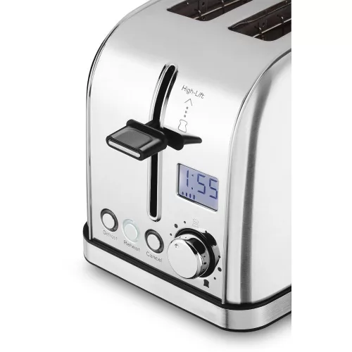 Philco PHTA 4010 Elektromos kenyérpirító - 950W, LCD kijelző, 7 fokozat - Rozsdamentes acél (PHTA 4010)