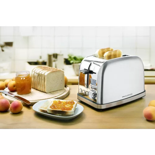 Philco PHTA 4010 Elektromos kenyérpirító - 950W, LCD kijelző, 7 fokozat - Rozsdamentes acél (PHTA 4010)