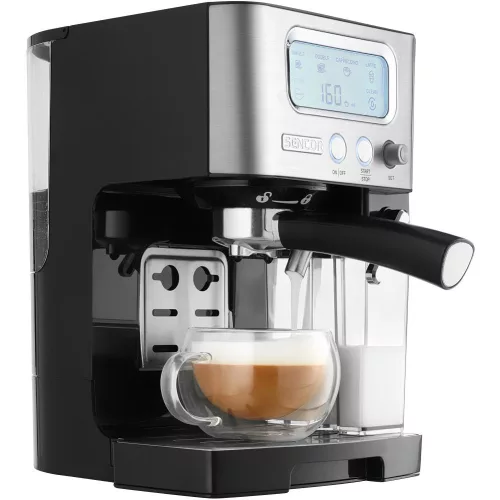 Sencor SES 4090SS Espresso kávéfőző – 15 bar, 1450W, LCD kijelző – Tejtartállyal (SES 4090SS)