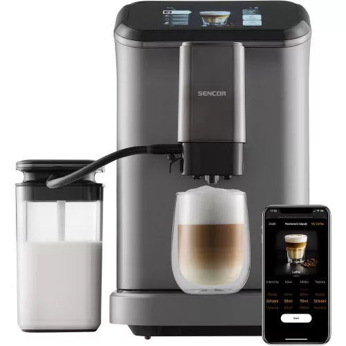Sencor SES 8500BK Automata Kávéfőző – 20 bar, TFT kijelző, Wi-Fi – SMARTSENCOR (SES 8500BK)