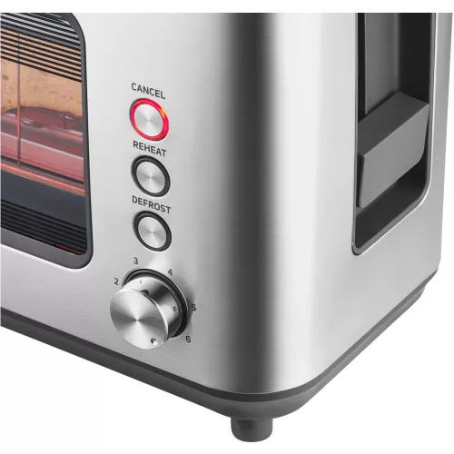 Sencor STS 4050SS Kenyérpirító - 1200W, Üvegablakos, Hosszú nyílású - Inox (STS 4050SS)