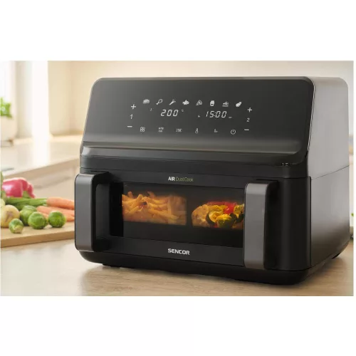 Sencor SFR 9650BK Forrólevegős fritőz – 9L, 2700W, Dual Cook – Fekete (SFR 9650BK)