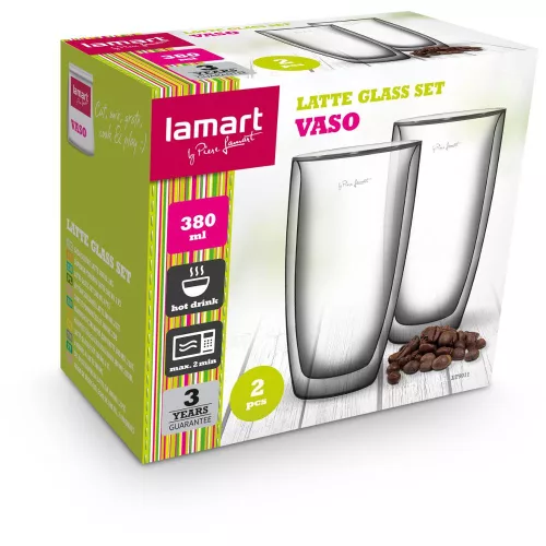 Lamart LT9011 Latte pohárkészlet – 380ml, Duplafalú boroszilikát üveg – 2 db-os szett (LT9011)