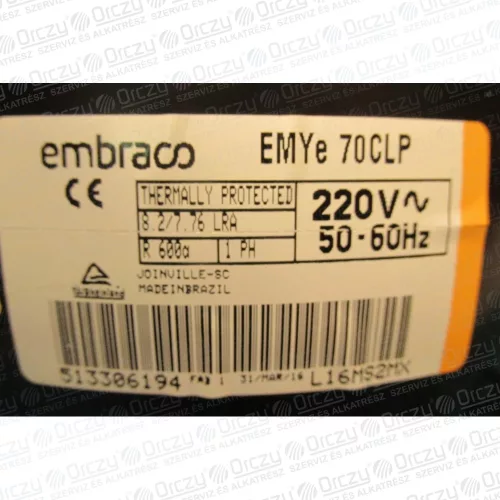 Kompresszor EMYE 70 CLP (eredeti) WHIRLPOOL hűtőgép