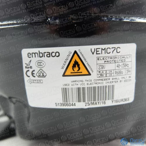 Kompresszor VEMC7C (eredeti) WHIRLPOOL hűtőgép
