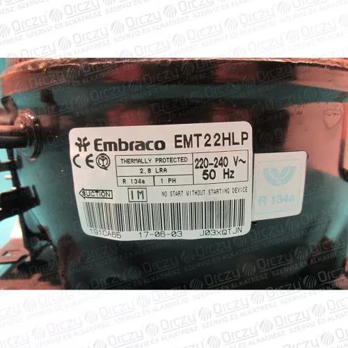EMT22HLP Kompresszor R134A EMBRACO (eredeti) WHIRLPOOL hűtőgép