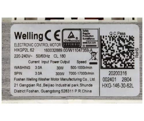 Whirlpool/Indesit Mosógép Motor – Welling HXG-148-30-55L, 300W – EWC, IWSC széria (C00510053)