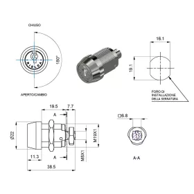 Programozható RS1 Zár Ducale Italautomatához – 38.5 mm / M19 – Rielda rendszerű (430 RS1 kompatibilis)