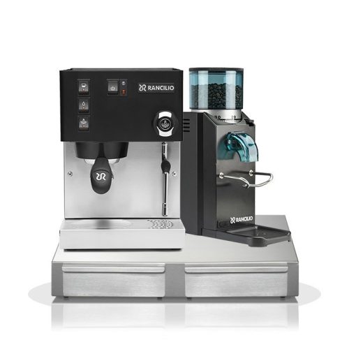 Rancilio Silvia V6 E Black + Rancilio Rocky SD Black + Base Rancilio BS50 Rozsdamentes acél alap