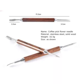   Latte art toll fa nyéllel - 15.3 cm - Kávédíszítéshez (761A8)