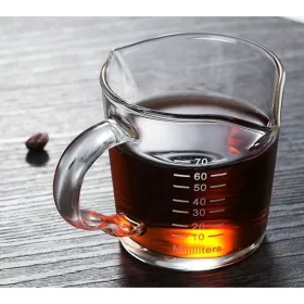 Dupla csőrű üveg mérőpohár - 70 ml, barista kellék (761G1)