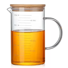 Üveg Mérőpohár Bambusz Tetővel - 1000 ml (761G5)