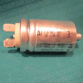   3 uF 470V Kondenzátor, sarus, motor indító, fémházas (eredeti) TEKA mosogatógép