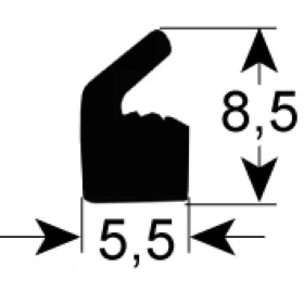 Fedél Tömítés P-Profil - 8,5x5,5 mm - Univerzális EPDM