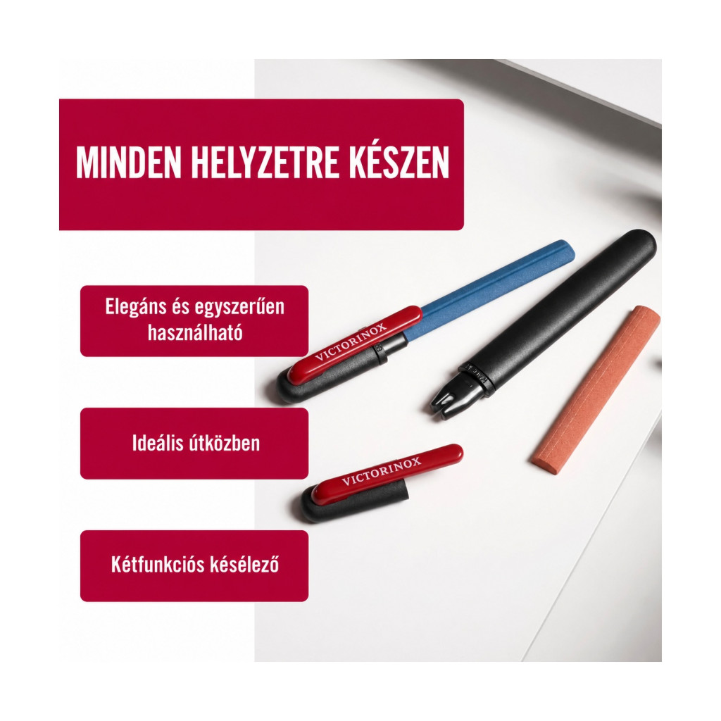 Victorinox 4.3323 kétfunkciós késélező, piros-fekete – főbb jellemzők