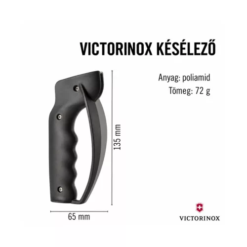 Victorinox 7.8715 V-pengés kézi késélező, fekete-szürke – használat közben