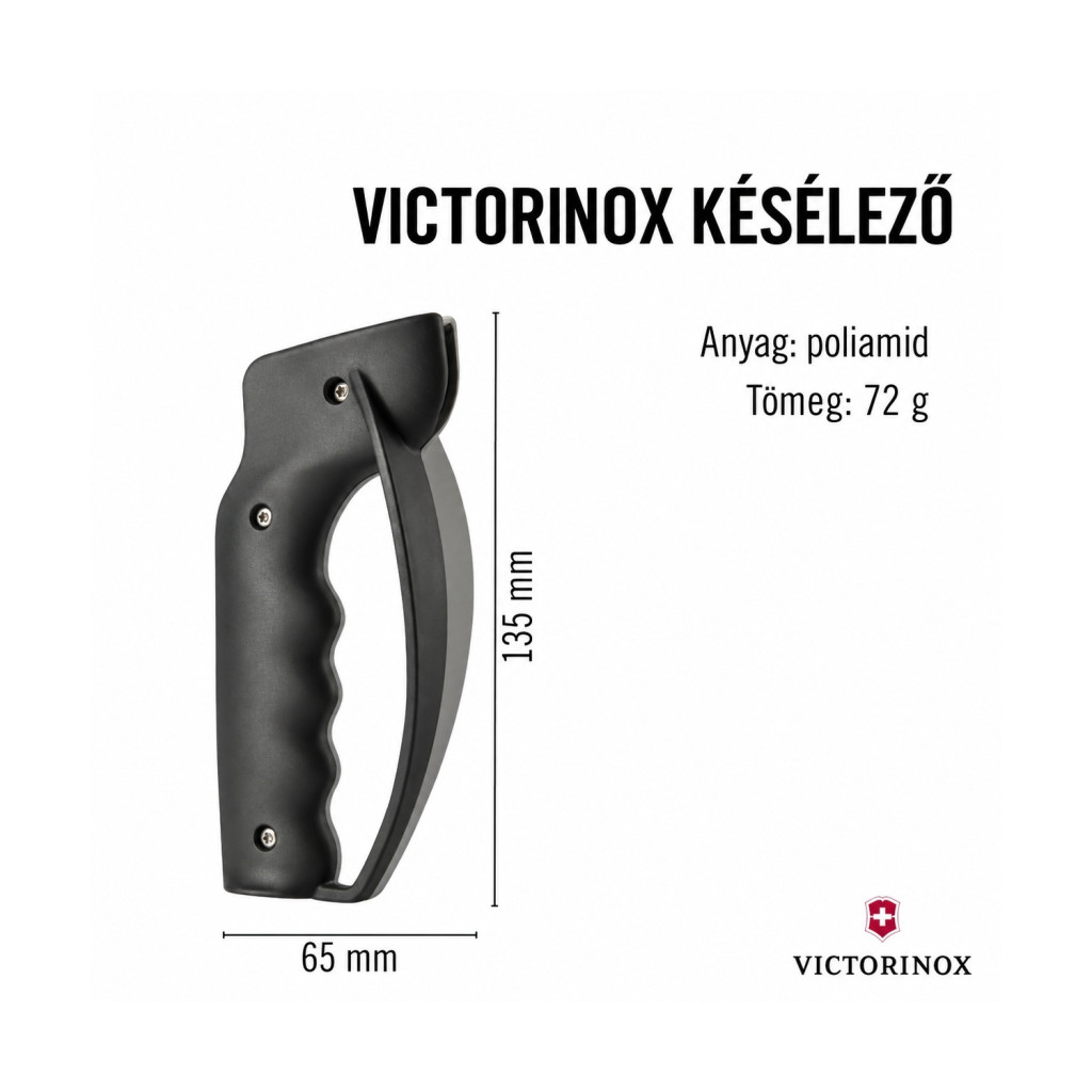 Victorinox 7.8715 V-pengés kézi késélező, fekete-szürke – használat közben