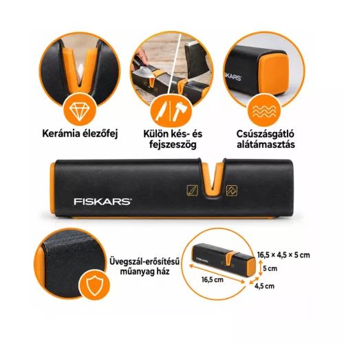 Fiskars Xsharp 1000601 fejsze- és késélező kerámia élezőfejjel – főbb jellemzők