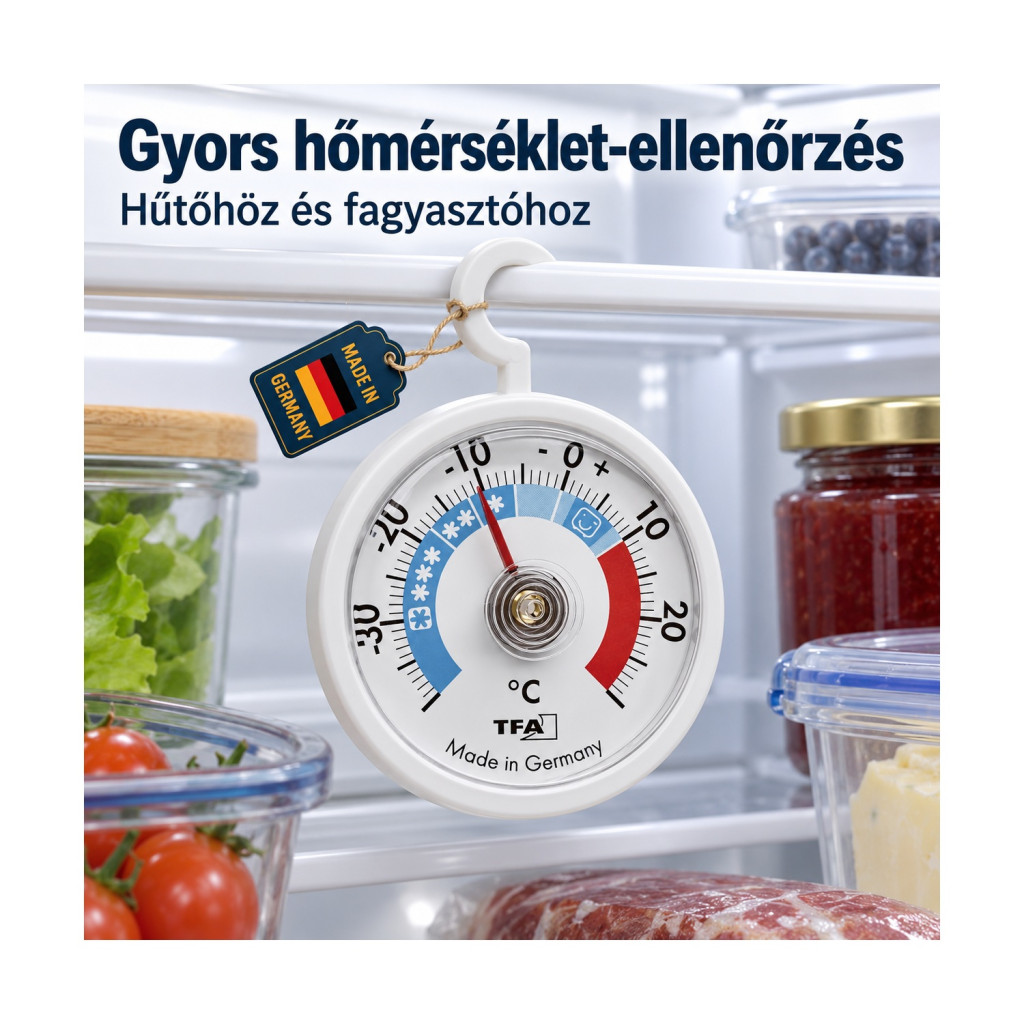 TFA Dostmann 14.4005 analóg hűtő- és fagyasztóhőmérő, -40–30 °C – használat közben