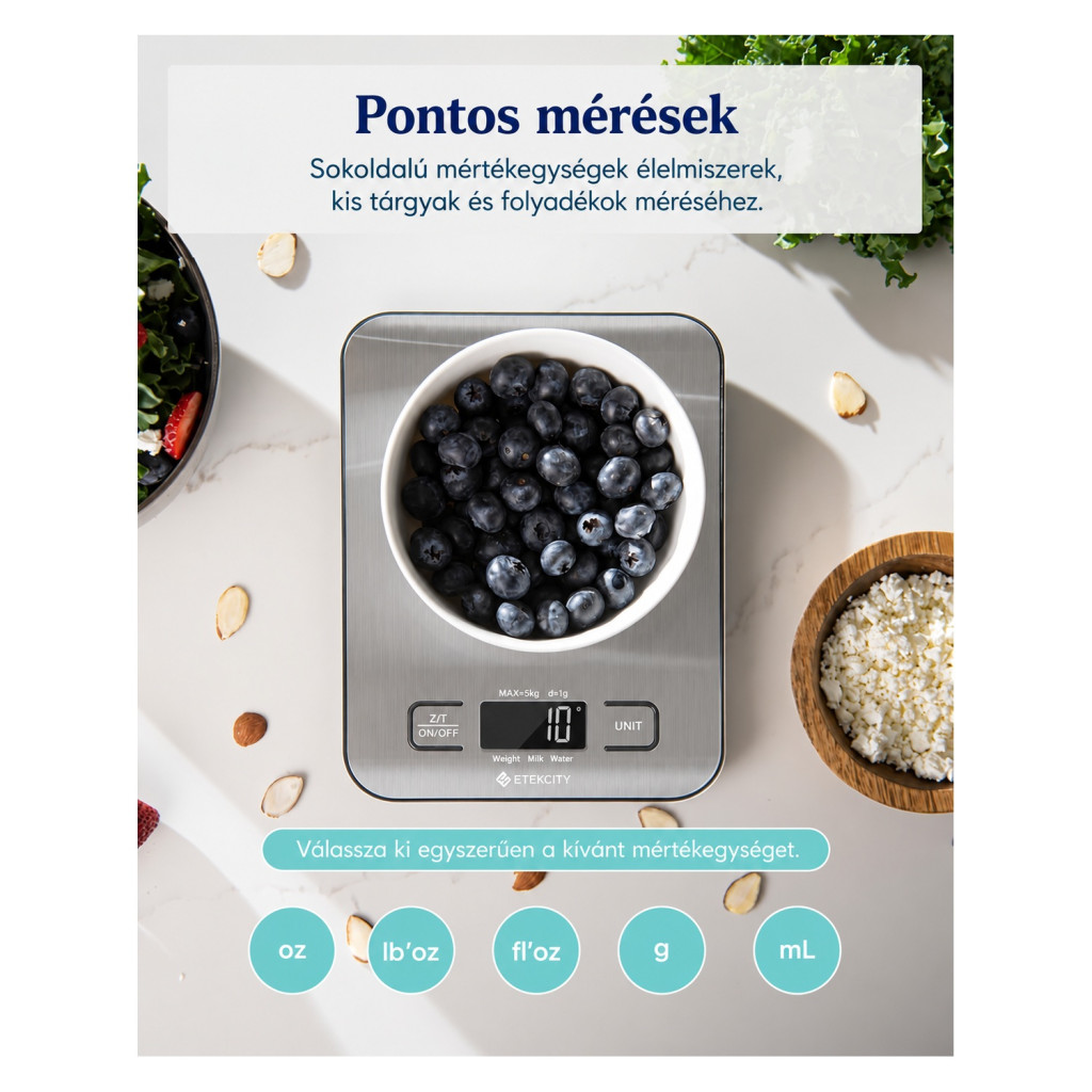 Etekcity EK6015 digitális konyhai mérleg rozsdamentes felülettel, 5 kg / 1 g – kompatibilitási nézet