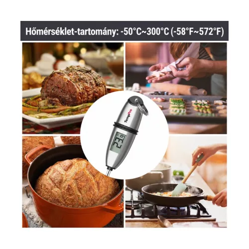 TempPro TP-02S digitális maghőmérő 13,5 cm-es szondával – részletfotó