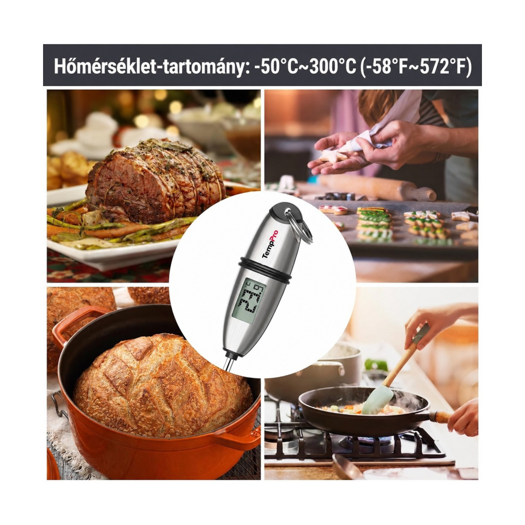 TempPro TP-02S digitális maghőmérő 13,5 cm-es szondával – részletfotó