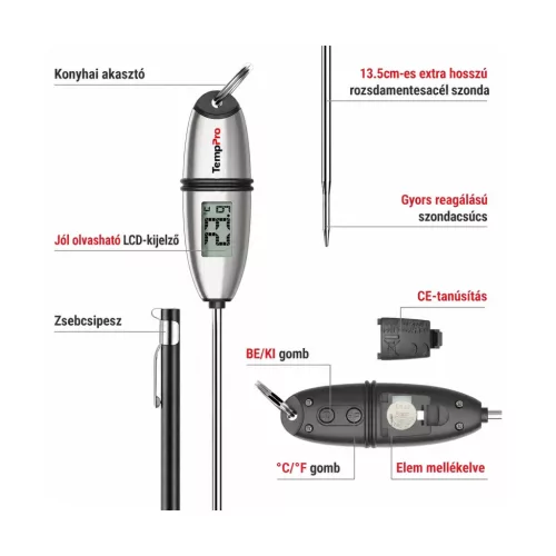 TempPro TP-02S digitális maghőmérő 13,5 cm-es szondával – használat közben