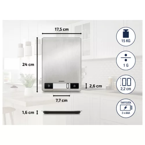Soehnle Page Profi 200 digitális konyhai mérleg, 15 kg / 1 g – főbb jellemzők