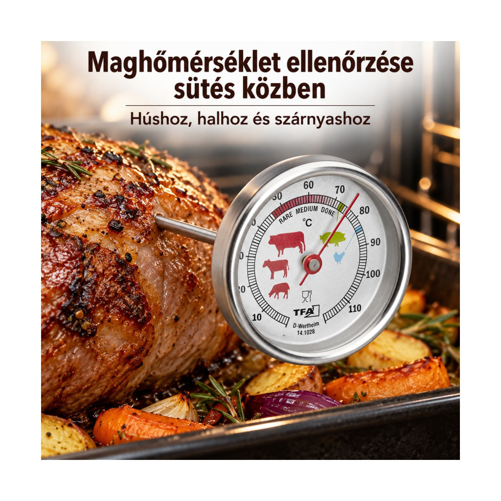 TFA Dostmann 14.1028 analóg rozsdamentes húshőmérő – használat közben