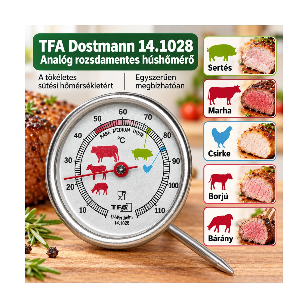 TFA Dostmann 14.1028 analóg rozsdamentes húshőmérő – kompatibilitási nézet