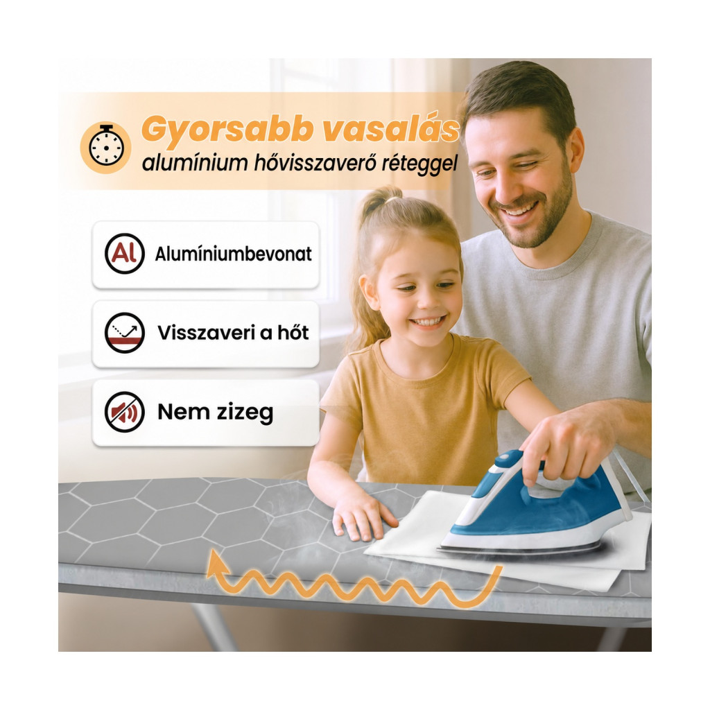 arteneur hővisszaverő vasalódeszka-huzat 120 × 40 cm – használat közben