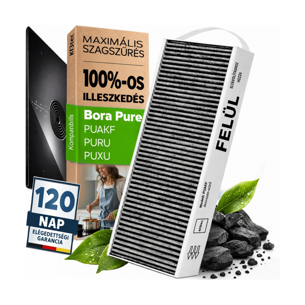 Kf3tec aktívszén-szűrő BORA Pure PUAKF rendszerhez, 435 × 130 × 50 mm – termékfotó